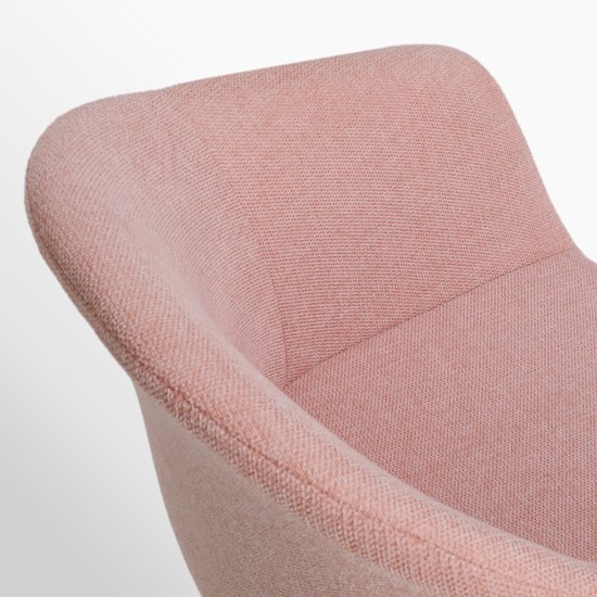 Nolon Nino-Otis Tabouret de Bar Rose Doux - avec Accoudoir - Piètement Wit - 75 cm - Tissu - Tabouret de Bar avec Dossier