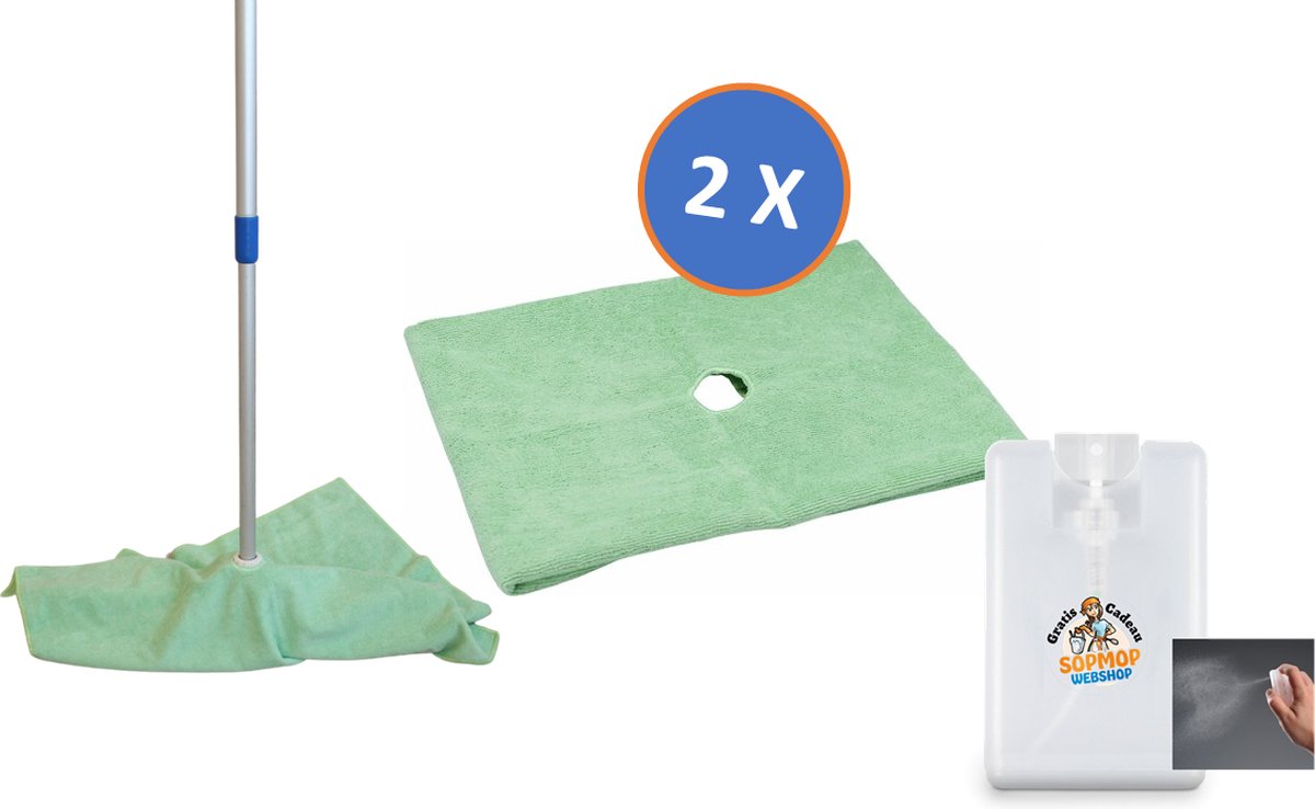 2 x Professionele Microvezel Dweil Doek Met Handige Opening 50 x 70 cm - Gratis Cadeau Zakformaat Sprayer