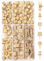 Punaises pour tableau d'affichage ou tableau mémo - lot de 135 punaises en bois