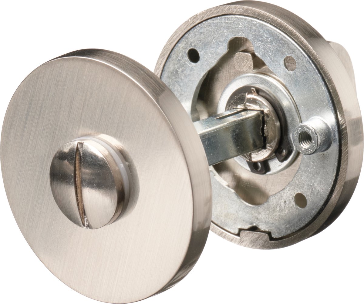 Ostiumhome® - Deurbeslag- WC Slot - op Rond Rozet - RVS Zilver - Arluno