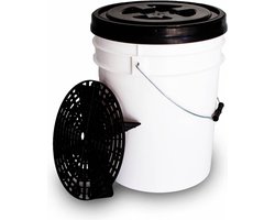 Was-emmer - met vuilgrid & waterdicht schroefdeksel - detailing bucket - auto & motor - carwash & detailing - kleur wit