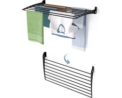 Foxydry Fold 100 DOWN - black - wasdroogrek wandmontage clicksysteem - neerwaartse sluiting - 100 x 50 x 10 cm