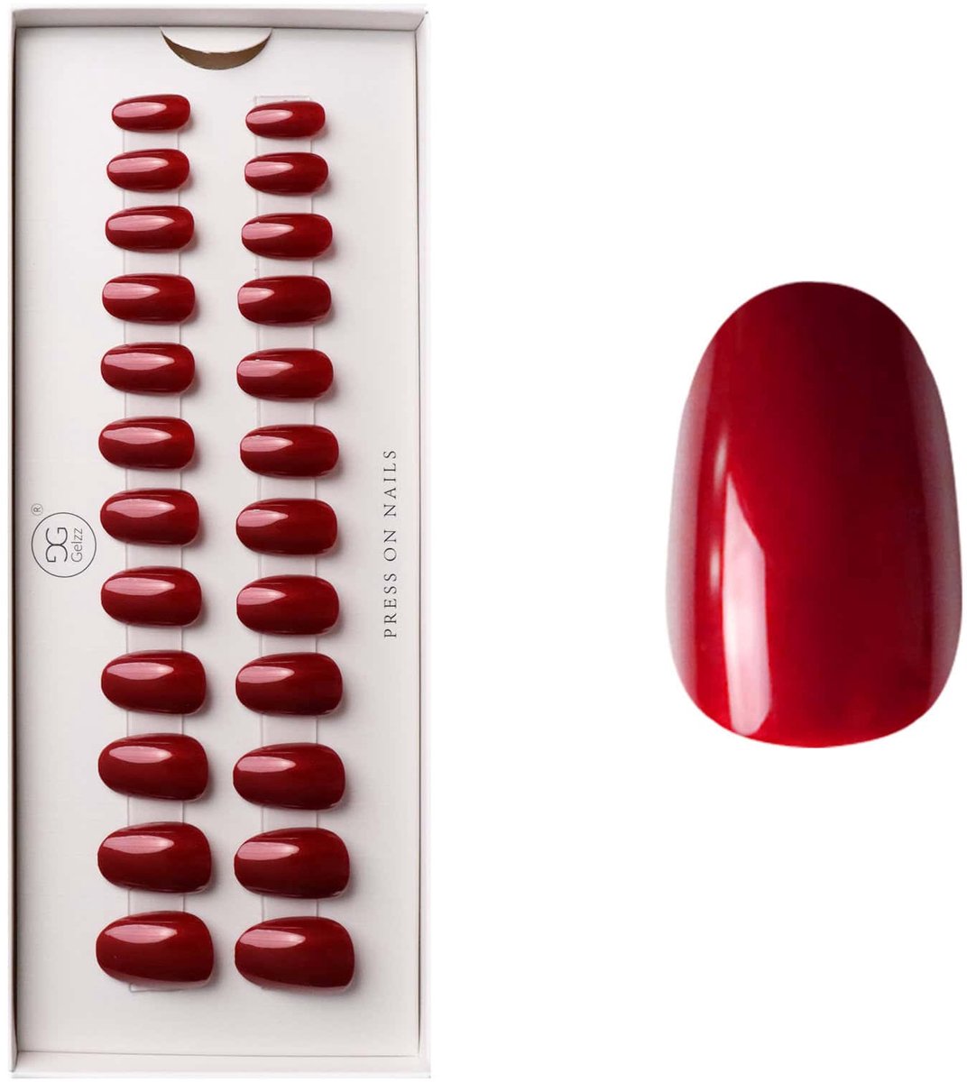 Gelzz Soft Gel Press On Fierce Red (26) -Medium Round -Dekkende kleur -