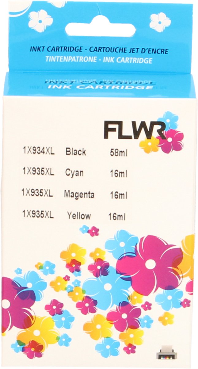 FLWR - Inktcartridges / 934XL / 4-pack Zwart & Kleur - Geschikt voor HP