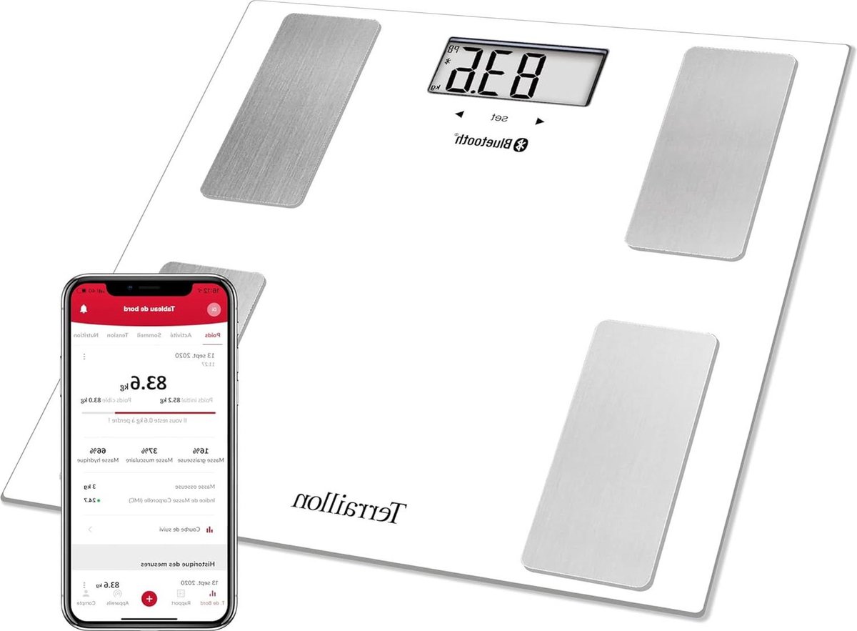 Personenweegschaal Smart Connect IMC 8 gebruikers Bluetooth Low Energy capaciteit 160 kg wit