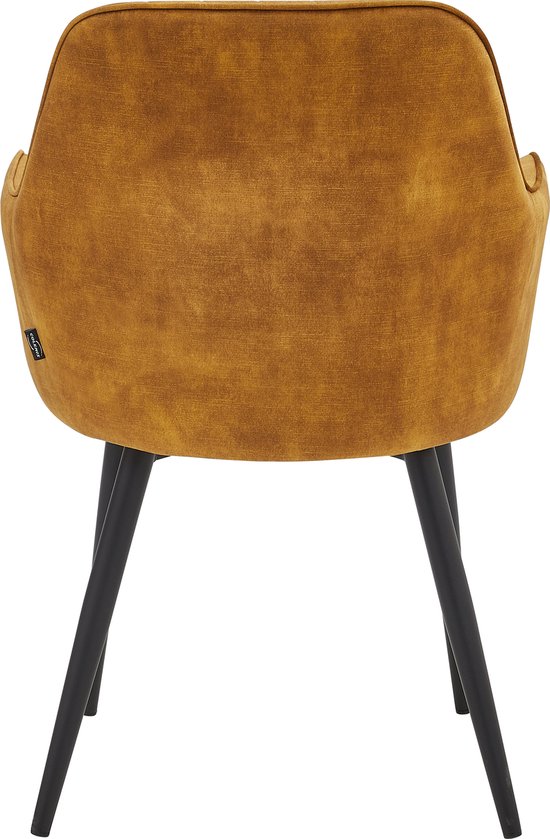 Colenis® - Chaise de salle à manger Laura - Set de 4 - Miel doré - Velours Adoré - Industriel - Avec accoudoir