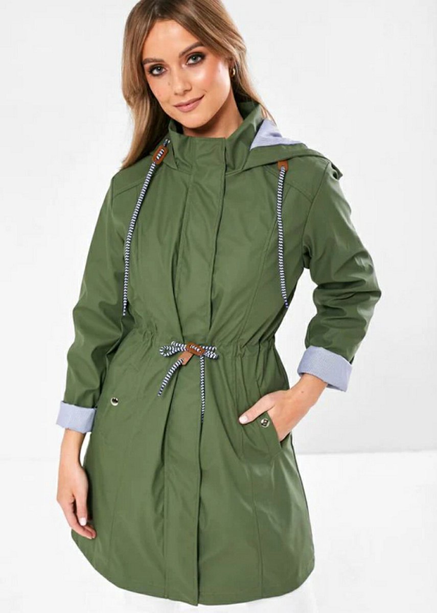 Regenjas dames - Kaki Regenjas Vrouwen - LongLine - Maat XS