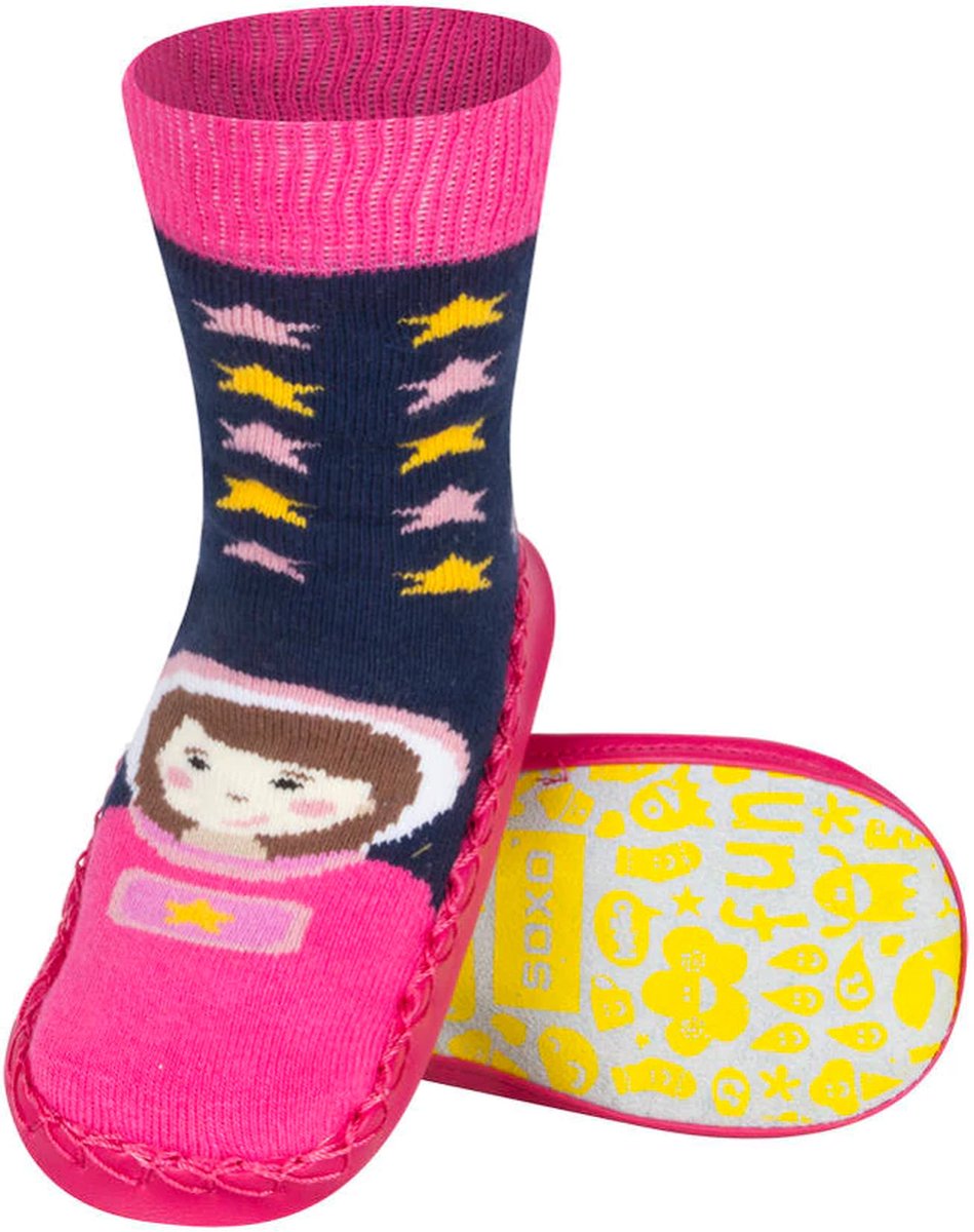 Soxo Kinderpantoffels voor Meisjes Katoen met Leren Antislipzool Prinsessen Sloffen voor Meisjes van Kindersloffen meisjes Meisjessloffen prinses Roze sloffen met sterren Roze prinsessensloffen meisjes