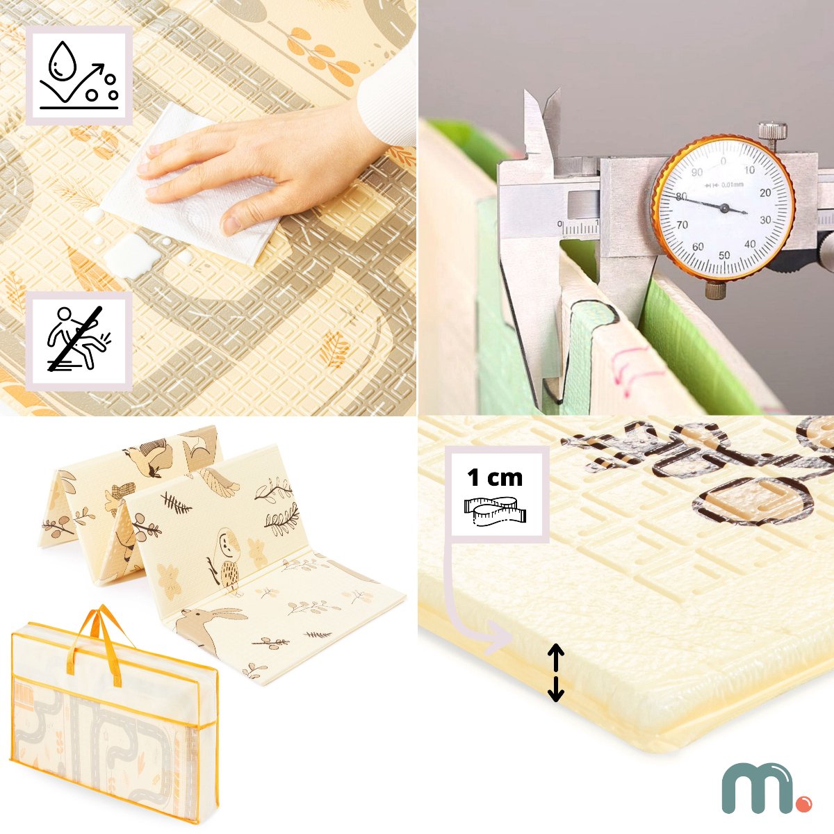 Schuimmat voor Baby's, Dubbelzijdige Opvouwbare Mat Groot 180 x 120 x 1 cm, Boho-stijl Mat voor Kinderkamer, XPE Schuimmat voor Baby — afbeelding 7