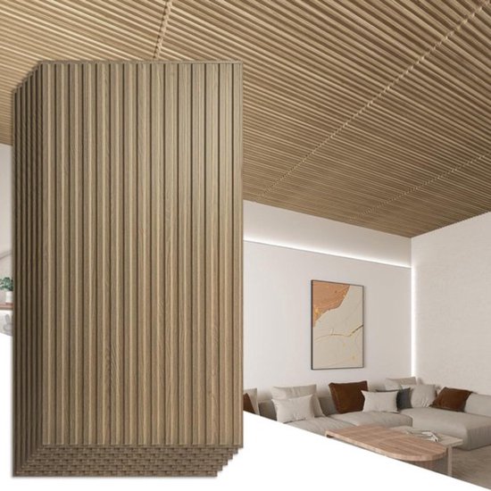 Art3d Drop plafondtegels 60x60cm zwart (12-Pack, 4,4㎡), 3D Wainscoting panelen Lijm omhoog 2x2