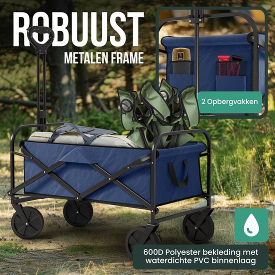 Avalo Bolderkar XL - Opvouwbaar - Tot 110KG - 91x51x103 CM - 120L - 360º Wielen - Blauw van Avalo — afbeelding 3