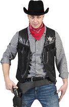 Funny Fashion - Cowboy & Cowgirl Kostuum - Cowboy Knallen Maar Vest Zwart Man - Zwart - Maat 52-54 - Carnavalskleding - Verkleedkleding