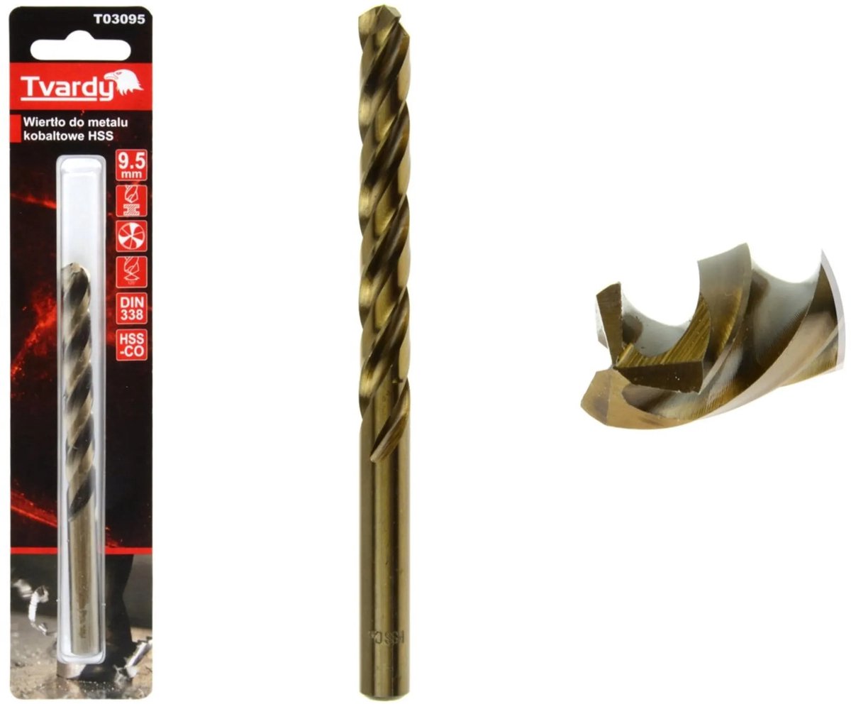 Tvardy HSS Cobalt Boor - 3 Groeven - 9,5 mm - Hoge Slijtvastheid
