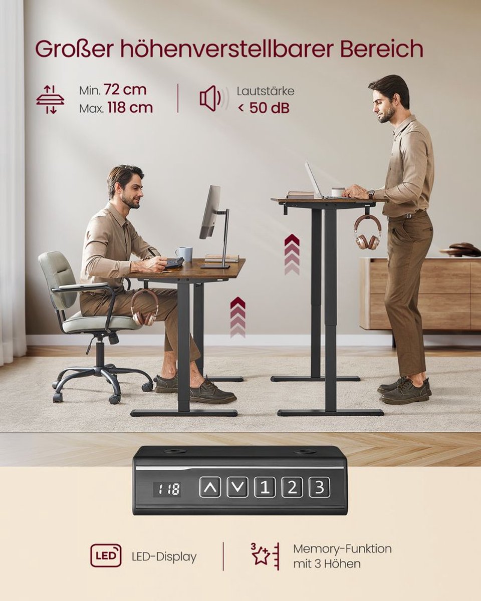 SONGMICS Elektrisch zit-sta bureau frame thumbnail 3