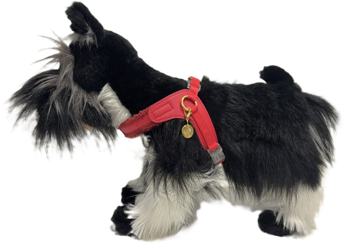 Cavlicious® hondentuigje kleine hond - hondenharnas - rood - met sherpa - M