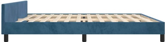 The Living Store Cadre de lit Velours - Bleu foncé - 203 x 206 x 50 cm - Convient pour Matras 200 x 200 cm - Pieds stables - Sommier à lattes en contreplaqué