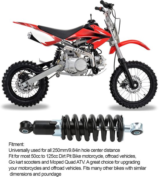 Motorrad Stoßdämpfer 380mm Loch Mitte Abstand Stoßdämpfer mit Einstellbare Dämpfung Für 90cc bis 250CC Dirt Bike ATV neue  34