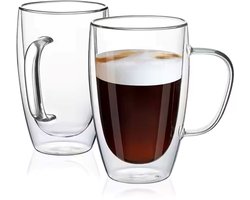 Megalin - dubbelwandige glazen met oor set van 6 - 450 ml