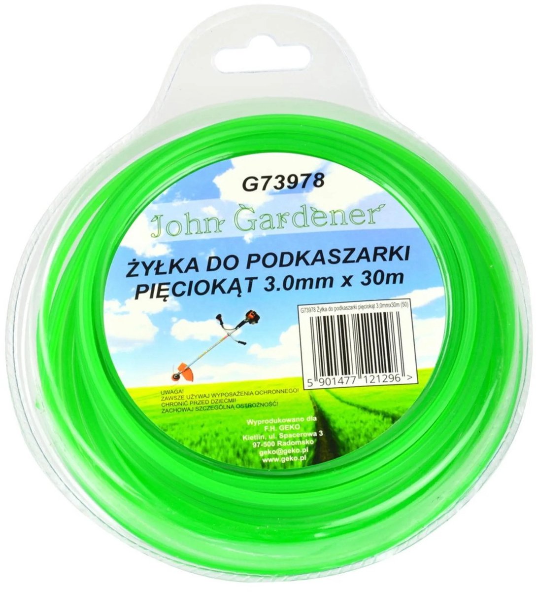 GEKO Nylon lijn - Pentagonaal - 3,0 mm x 30 m - Groen - Hoge snij-efficiëntie