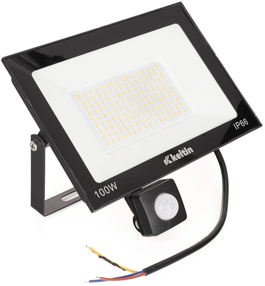 Keltin LED floodlight - 100W - bewegingssensor - warm wit 2700K - IP66 - verstelbaar Zwart