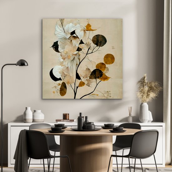 Décoration murale Métal - Peinture Aluminium Industriel - Fleurs - Feuilles - Arbre - Pastel - 90x90 cm - Dibond - Photo sur aluminium - Décoration murale industrielle - Pour le salon/chambre