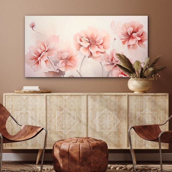 Tableau aluminium 120x60 cm - Décoration murale métal - Fleurs - Rose - Art - Abstrait - Aquarelle - Décoration murale métal salon - Décoration industrielle - Photo sur dibond - Accessoires industriels chambre