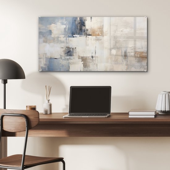 MuchoWow® Glasschilderij 80x40 cm - Schilderij acrylglas - Aquarel - Abstract - Kunst - Foto op glas - Muurdecoratie woonkamer - Wanddecoratie slaapkamer - Schilderijen