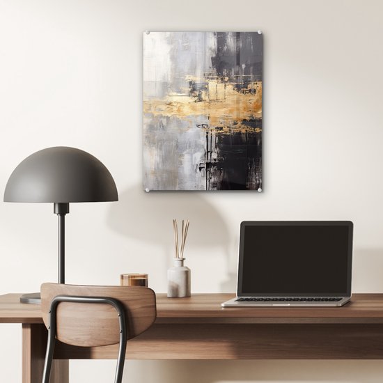 MuchoWow® Glasschilderij 30x40 cm - Schilderij acrylglas - Goud - Luxe - Acryl - Kunst - Foto op glas - Muurdecoratie woonkamer - Wanddecoratie slaapkamer - Schilderijen