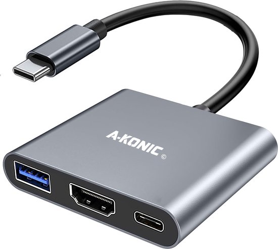 Foto: Usb c naar hdmi adapter 3 in 1 hub 4k type c to hdmi usb 3 0 type c fast charging geschikt voor o a apple macbook imac dell surface samsung