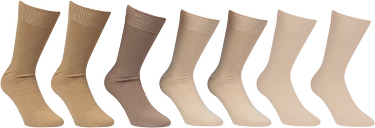 7 Paar | Beige Assortiment | 39-42 | 100% Katoenen sok | Comfort | Sokken | 100% katoen | Ademend | Zacht |
