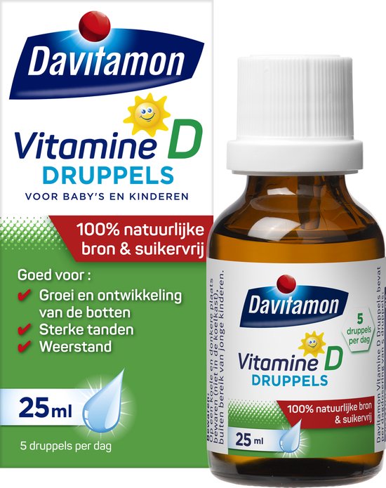 Davitamon Vitamine D Druppels - Vitamine D olie voor baby’s en kinderen - met zonnebloemolie - 100% natuurlijk