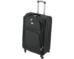 AATravel Groot Reiskoffer - Trolley - Met expander - Voorvakken - 76 cm - 104 Liter - zwart