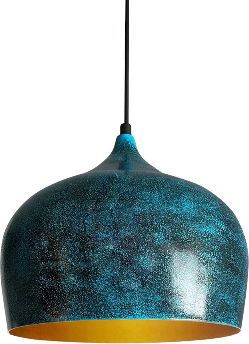 Bamyum Hanglamp Vintage Cirkel Oceaanblauw Metalen Lamp
