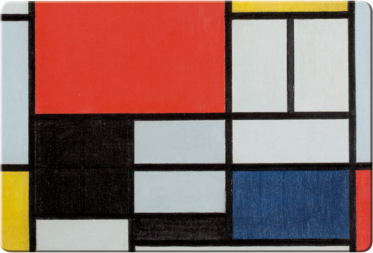 4 stuks - Placemat: Compositie met groot rood vlak, Piet Mondriaan