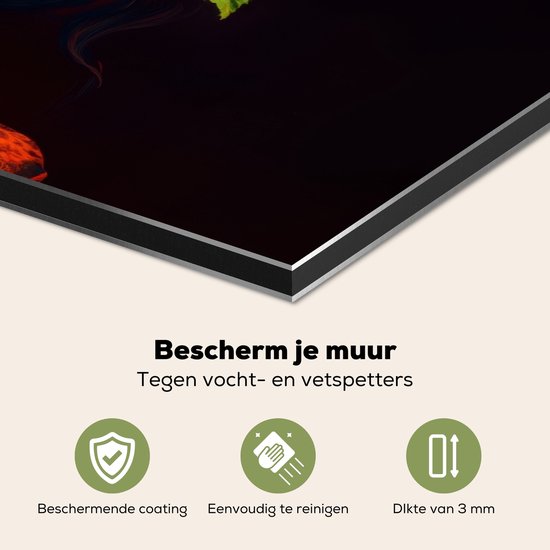 Crédence de Cuisinière en Aluminium 70x50 cm - Femme - Noir - Baies - Pommes - Écran Pare-éclaboussures pour Plaque de Cuisson - Protection Murale