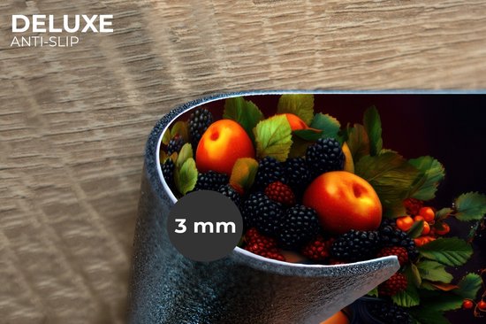 Sets de table - 6 pièces - 45x30 cm - Set de table en plastique - Femme - Noir - Baies - Pommes - Dessous de plat - Décoration de table - Accessoires de décoration de table de cuisine