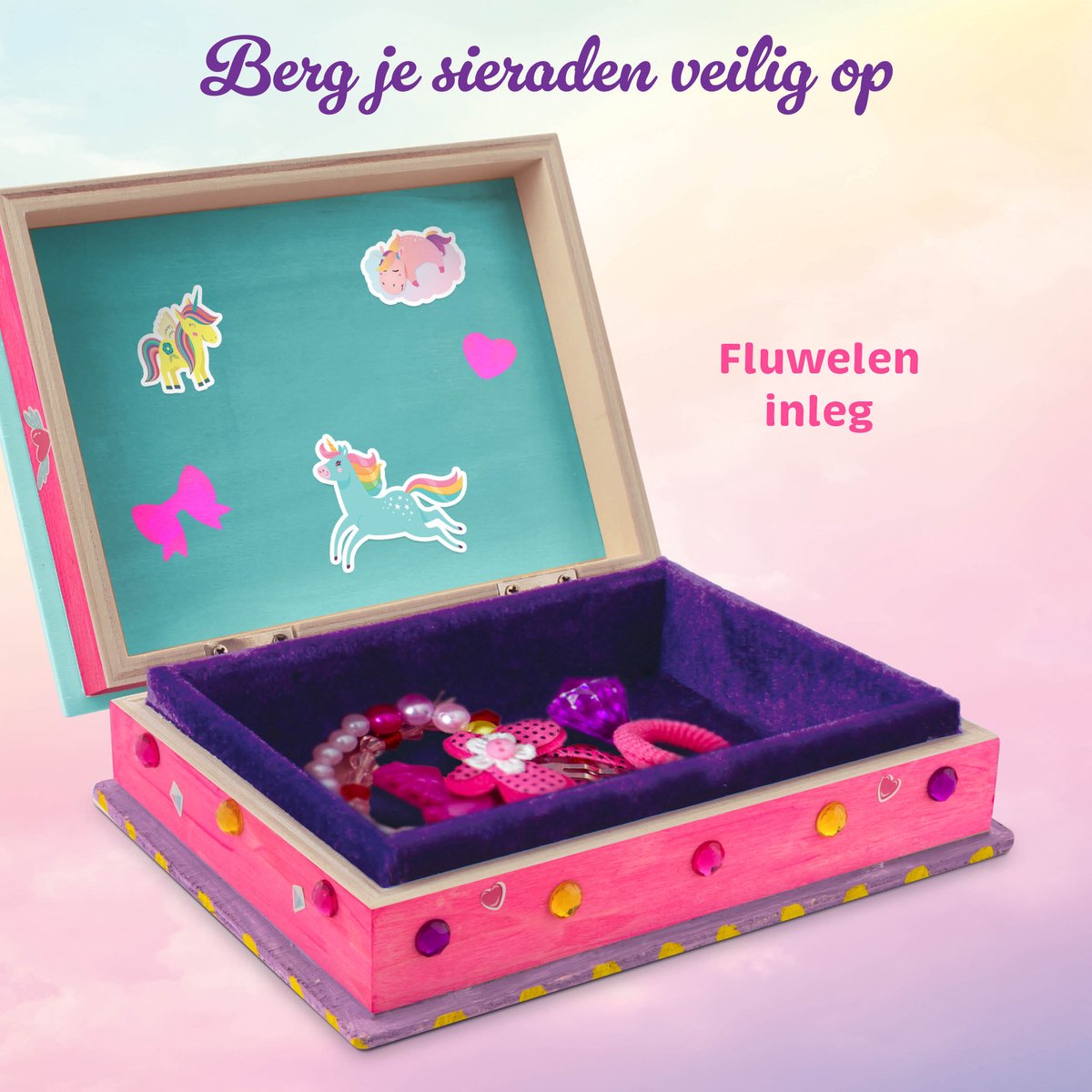 Unicorn Knutselen voor Kinderen - Schilder- en Modepakket met Sieradendoosje, Inclusief Tekenpakketten, Stickers en Pixelpakketten - Joya Creative — afbeelding 4