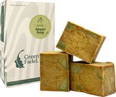 GREEN FADEL Aleppo Zeep Original 3 x 200g (Genuine) Aleppo Zeep 100% Olijfolie, Olijfoliezeep, Kernzeep, Aleppo Soap, Natuurlijke Zeep, Handgemaakt, Vegan