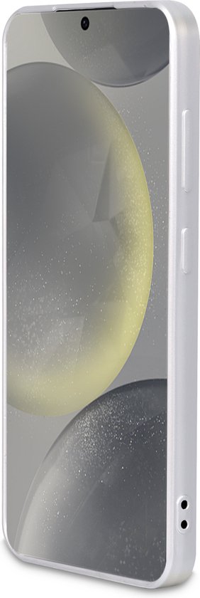 Casemania Coque pour Samsung Galaxy S25 - Wit - Coque arrière en marbre avec Protection d'appareil photo - Compatible avec MagSafe