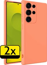 Coque pour Samsung S25 Ultra Case Siliconen Case - Coque pour Samsung Galaxy S25 Ultra Case Siliconen - Pêche - 2 Pièces