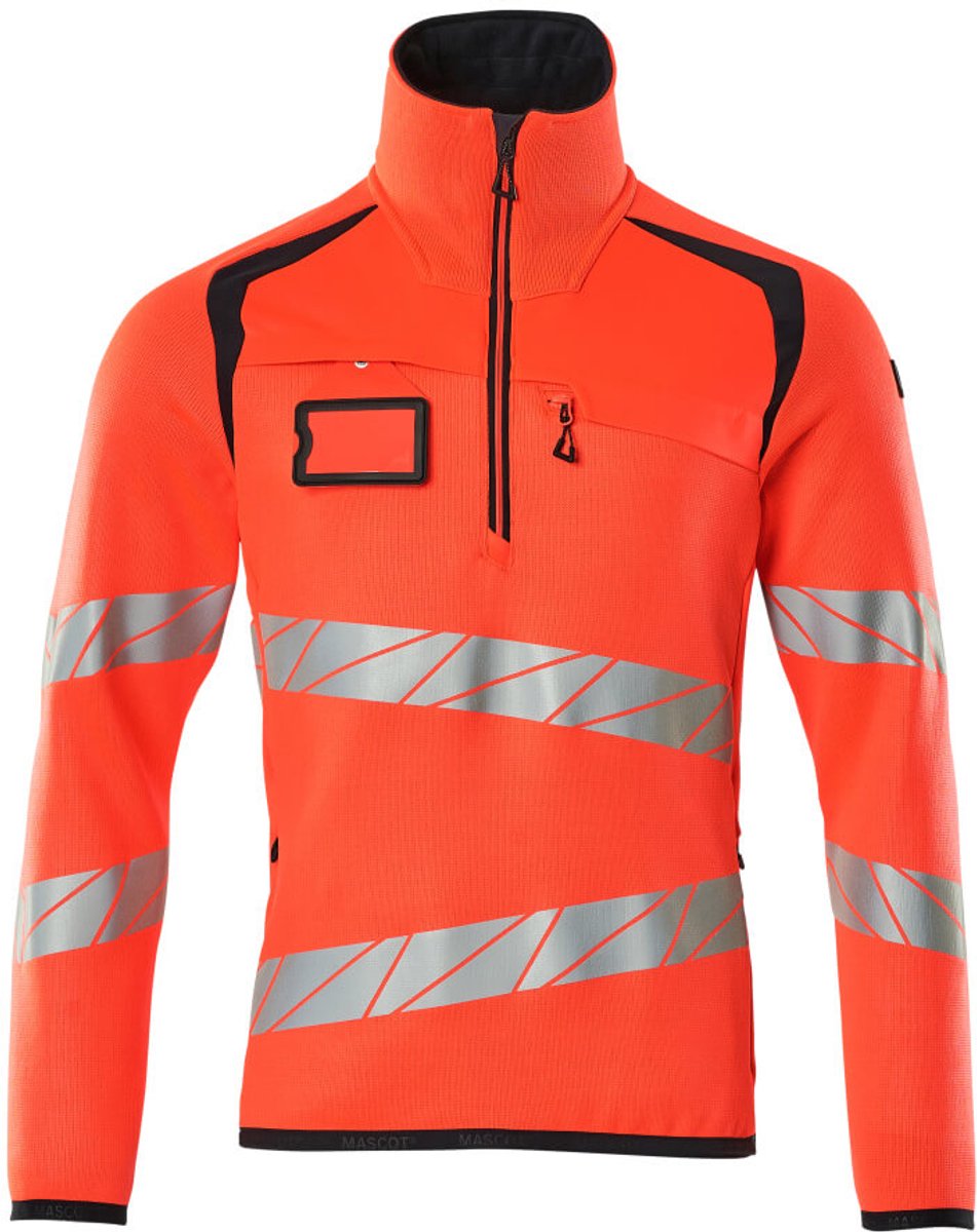 Mascot Accelerate Safe Gebreide trui met korte rits 19005-351 - hi-vis rood/donkermarine - 2XL