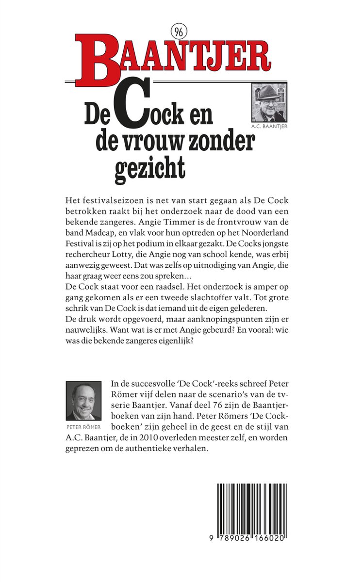 Baantjer 96 - De Cock en de vrouw zonder gezicht - back cover