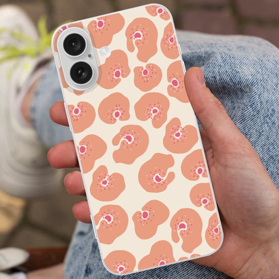 Telefoonhoesje Geschikt voor Apple Iphone 16 hoesje - Bloem - Patroon - Abstract - Siliconen Telefoonhoesje Telefoonhoesje