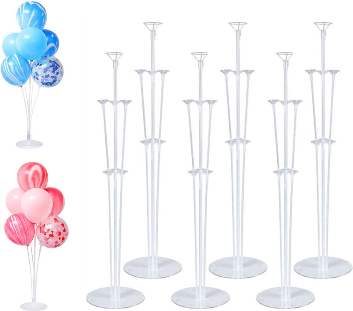Joya Party® 6 Sets-3 delige Ballonstand houder | Ballonstokhouder | Ballonstandkit | Ballonstandhouder | Ballonhouder | Ballonboom | Tafel Ballonstand | Feest Ballonaccessoires |Verjaardag of Bruiloft Decoratie