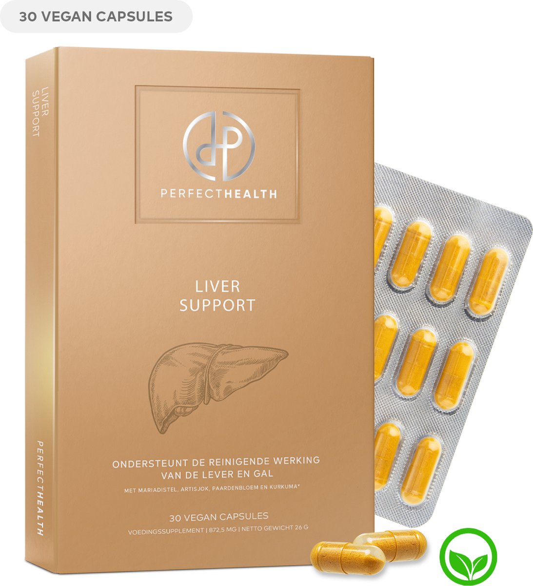 Goedkoopste Perfect Health - Leverreiniging met Mariadistel - Curcumine Capsules Reinigt Lever en Gal - 30 Stuks - Leversupplementen Met Kurkuma C3 Complex