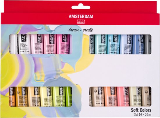Ensemble de couleurs douces de peinture acrylique série Standard 24 x 20 ml