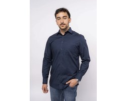 MARVELIS modern fit overhemd - mouwlengte 7 - zwart - Strijkvrij - Boordmaat: 39