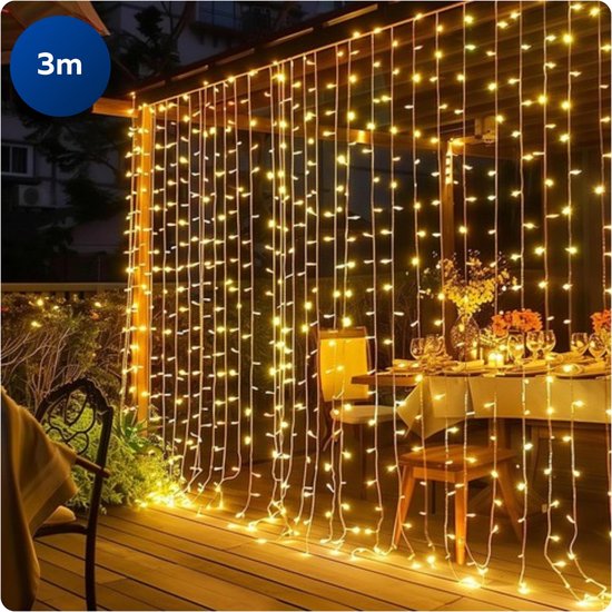 Rideau lumineux CaptainXL - Éclairage de Noël pour l'extérieur et l'intérieur - Siècle des Lumières LED - Décorations de Noël - Télécommande incluse - 300 LED - 3x3m