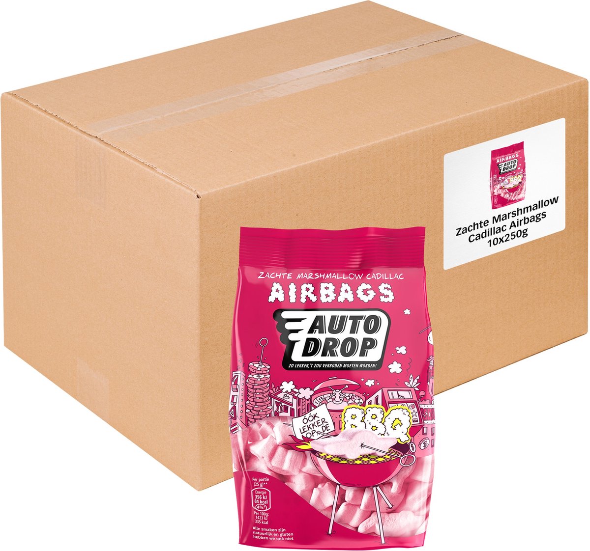 Autodrop - Snoep - Zachte Marshmallow Cadillac Airbags - 10 zakken - 250 gram