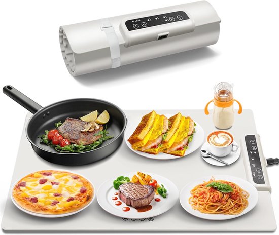 Vassoio Riscaldante Elettrico Pieghevole | 38x60 Cm, 3 Temperature E Timer, In Silicone Alimentare